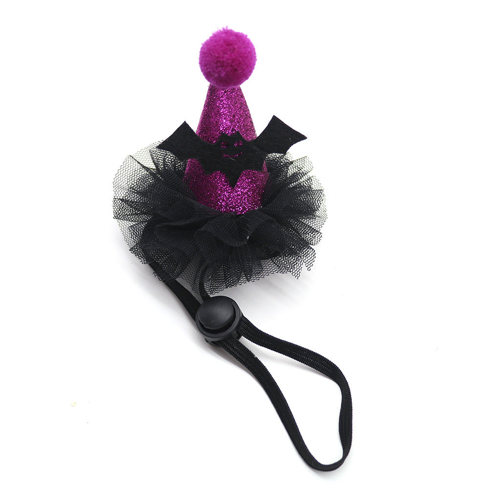 KFX-3619389 Adjustable Purple and Black Pet Headdress Hat for Halloween and Christmas Celebrations