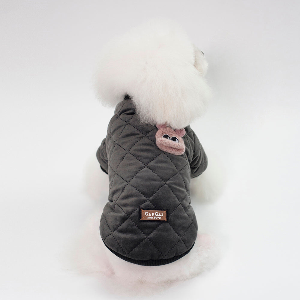 KFX-3620669 Plaid Cotton Jacket for Small Dogs in Black and Pink for Autumn and Winter