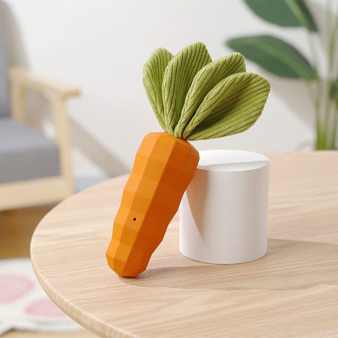 KFX-3621821 Durable Rubber Carrot Toy for Small and Medium Puppies with Sound Feature