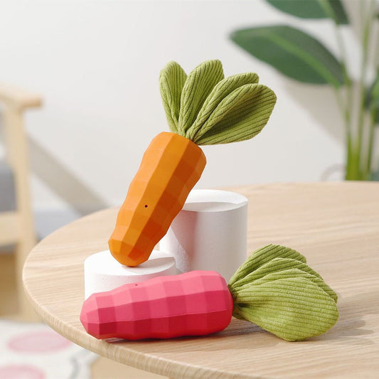 KFX-3621821 Durable Rubber Carrot Toy for Small and Medium Puppies with Sound Feature
