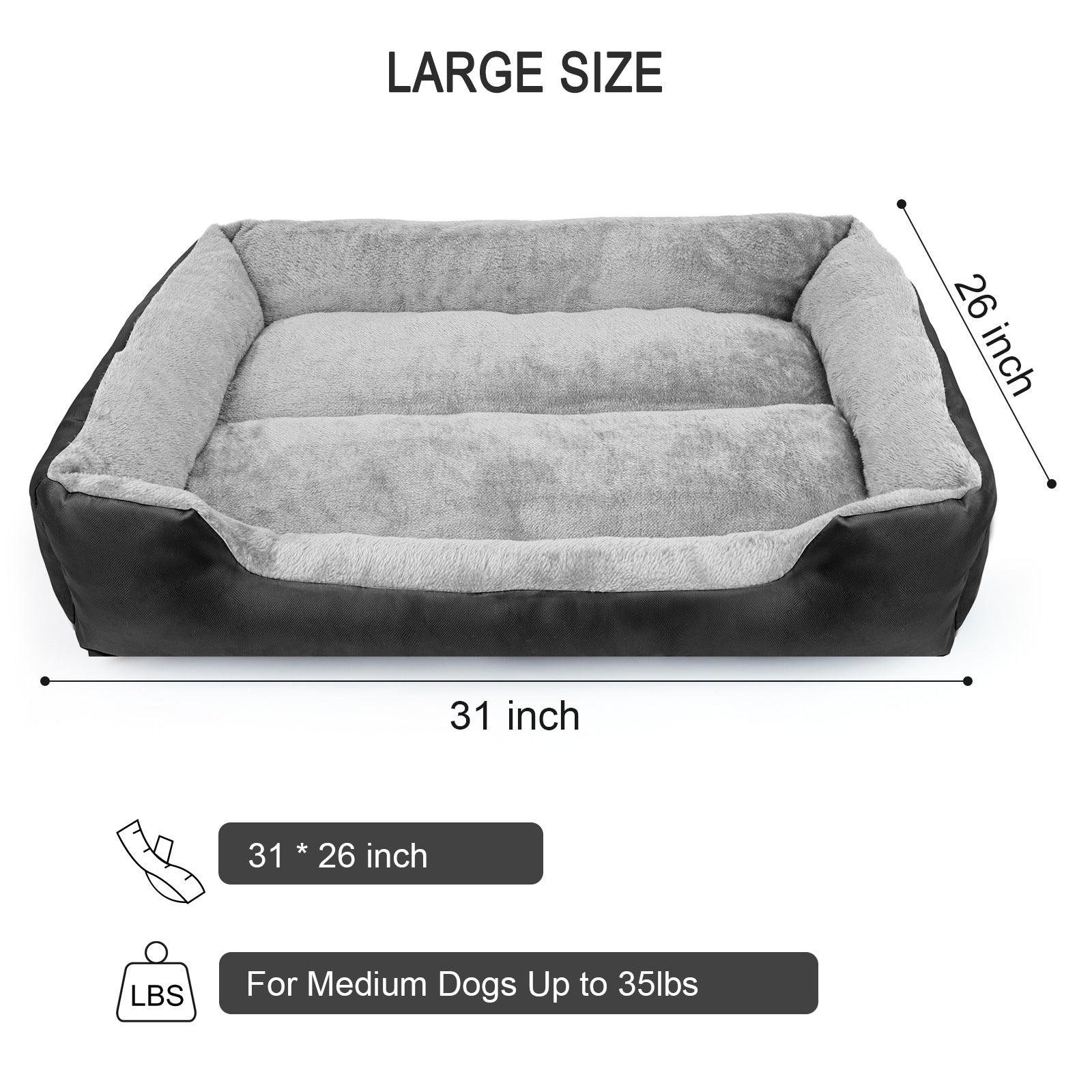 KFX-3622845 Comfortable and Breathable Nest for Medium to Large Dogs – Four Seasons Dog Bed in Black