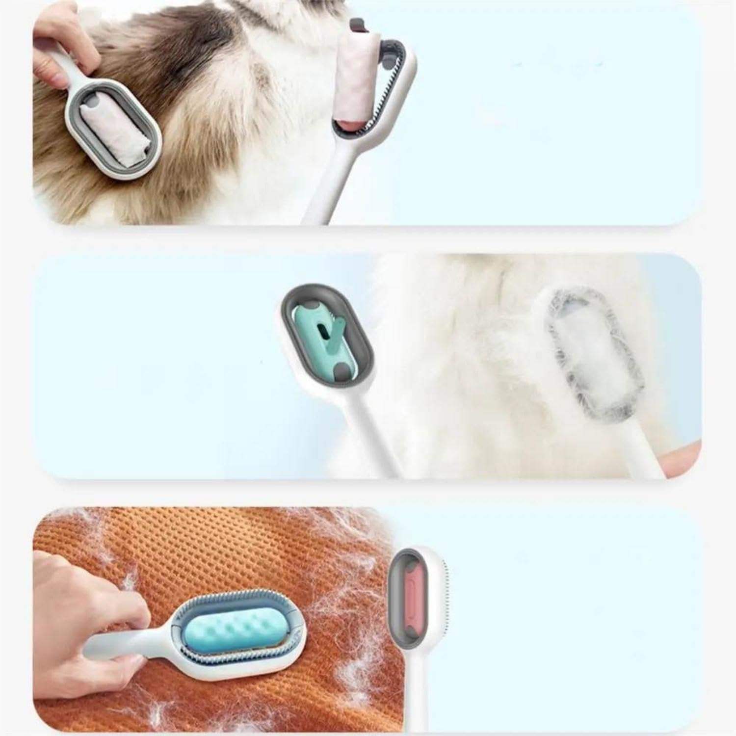 KFX-3624253 Water-Activated 4-in-1 Cat Grooming Brush with Double-Sided Hair Removal and Cleaning Function