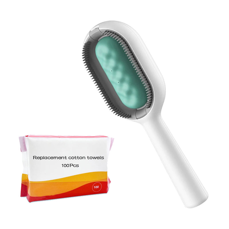 KFX-3624253 Water-Activated 4-in-1 Cat Grooming Brush with Double-Sided Hair Removal and Cleaning Function