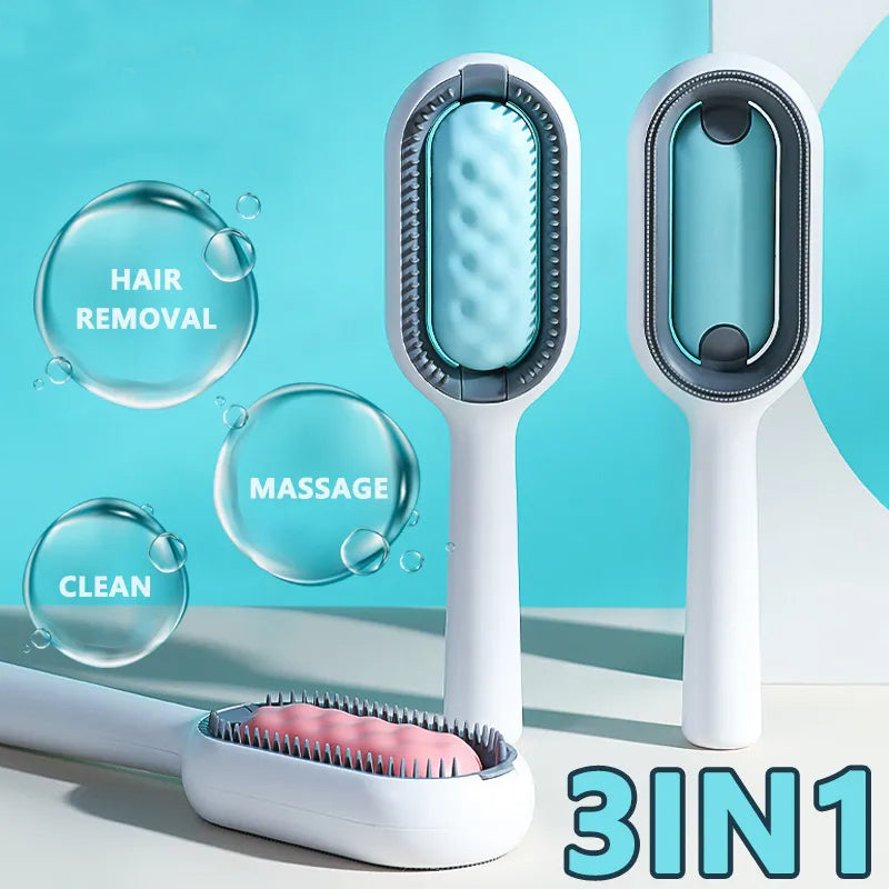 KFX-3624253 Water-Activated 4-in-1 Cat Grooming Brush with Double-Sided Hair Removal and Cleaning Function
