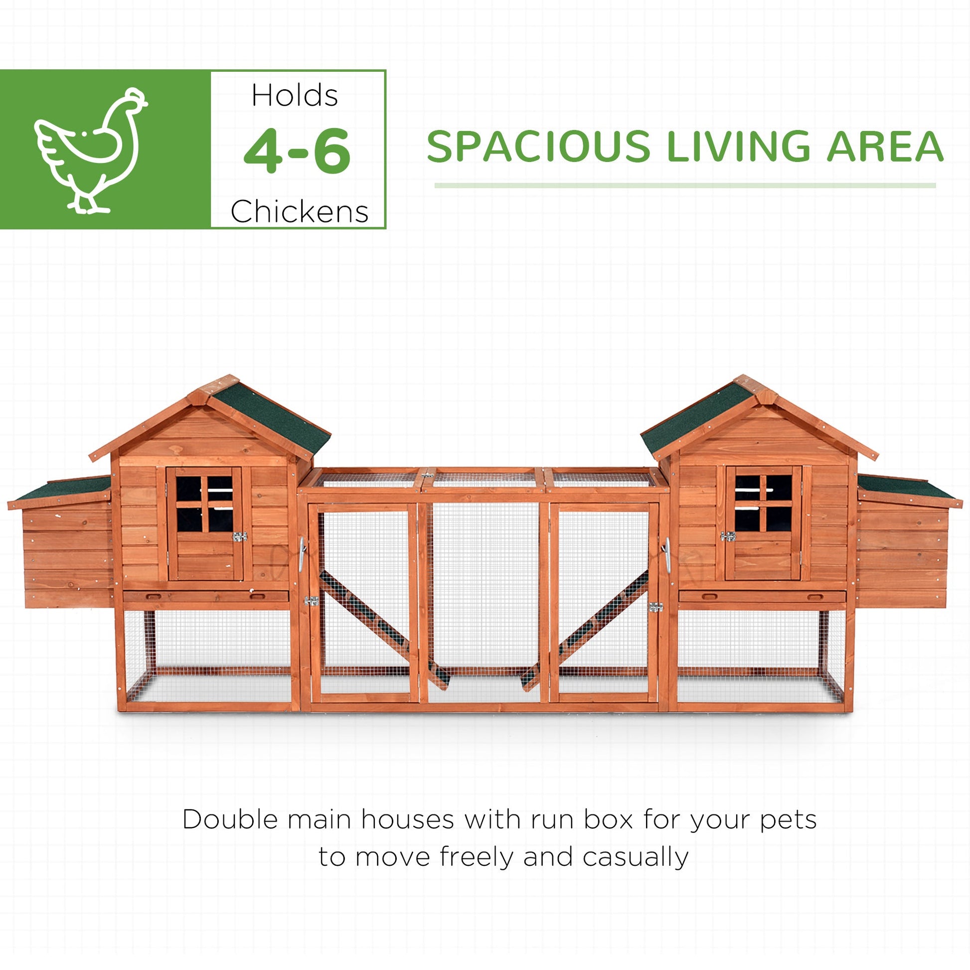 KFX-3624637 Large Outdoor Dual Chicken Coop with Nesting Boxes and Ramps for Structured Poultry Living