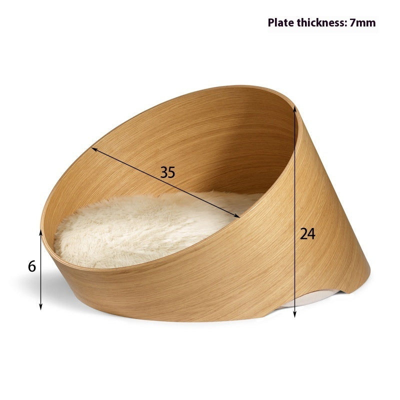 KFX-3625021 Solid Wood Indoor Cattery Bed, 35cm & 50cm Sizes, Versatile Wooden Cat Shelter