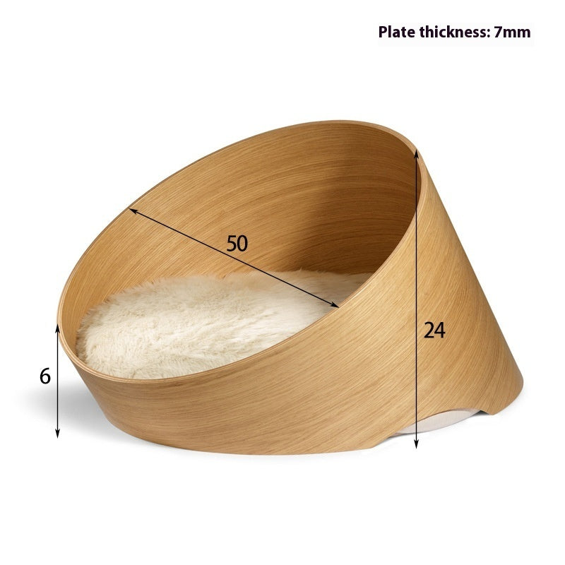 KFX-3625021 Solid Wood Indoor Cattery Bed, 35cm & 50cm Sizes, Versatile Wooden Cat Shelter