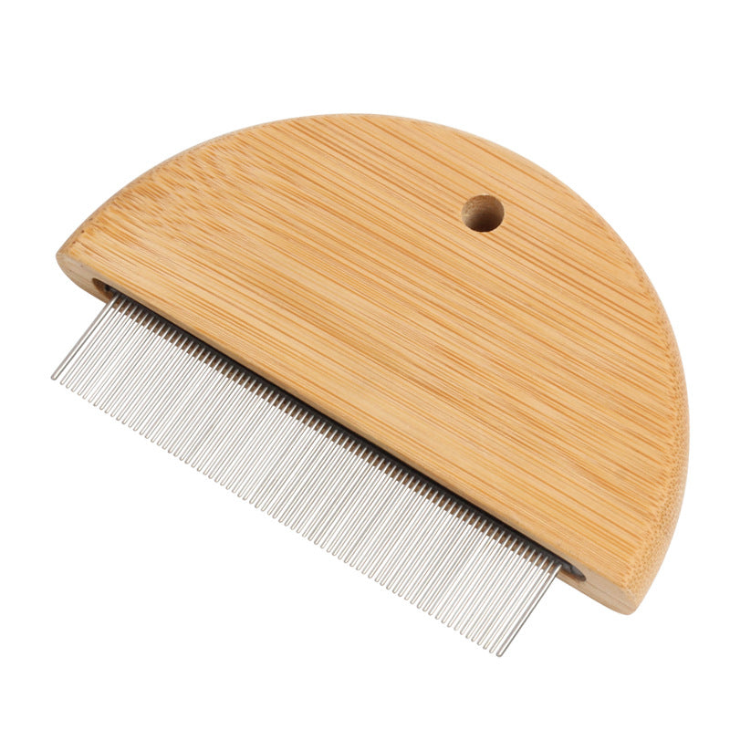 KFX-3625149 Wooden Flea Comb for Pet Grooming - Rounded-Tip Teeth for Cats, Dogs, and Rabbits