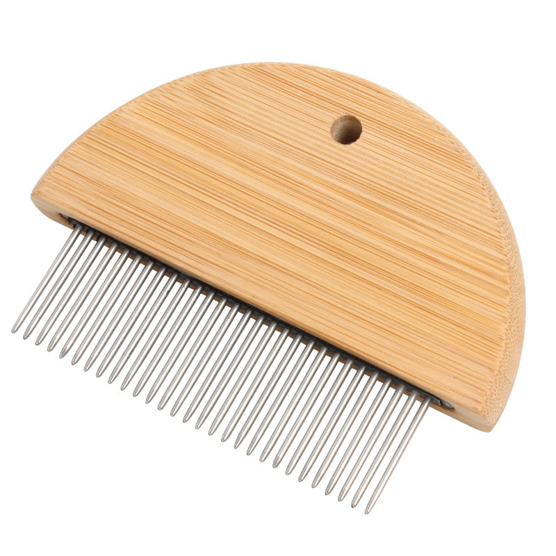KFX-3625149 Wooden Flea Comb for Pet Grooming - Rounded-Tip Teeth for Cats, Dogs, and Rabbits