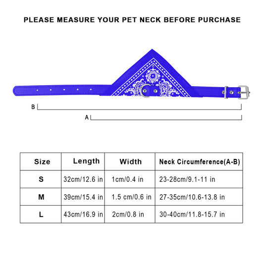 KFX-3627325 Adjustable Leather Pet Collar with Triangle Bandana for Dogs - Multiple Sizes and Colors Available