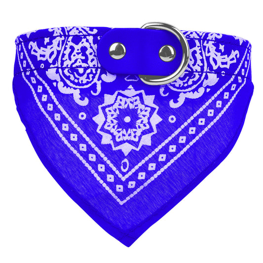 KFX-3627325 Adjustable Leather Pet Collar with Triangle Bandana for Dogs - Multiple Sizes and Colors Available