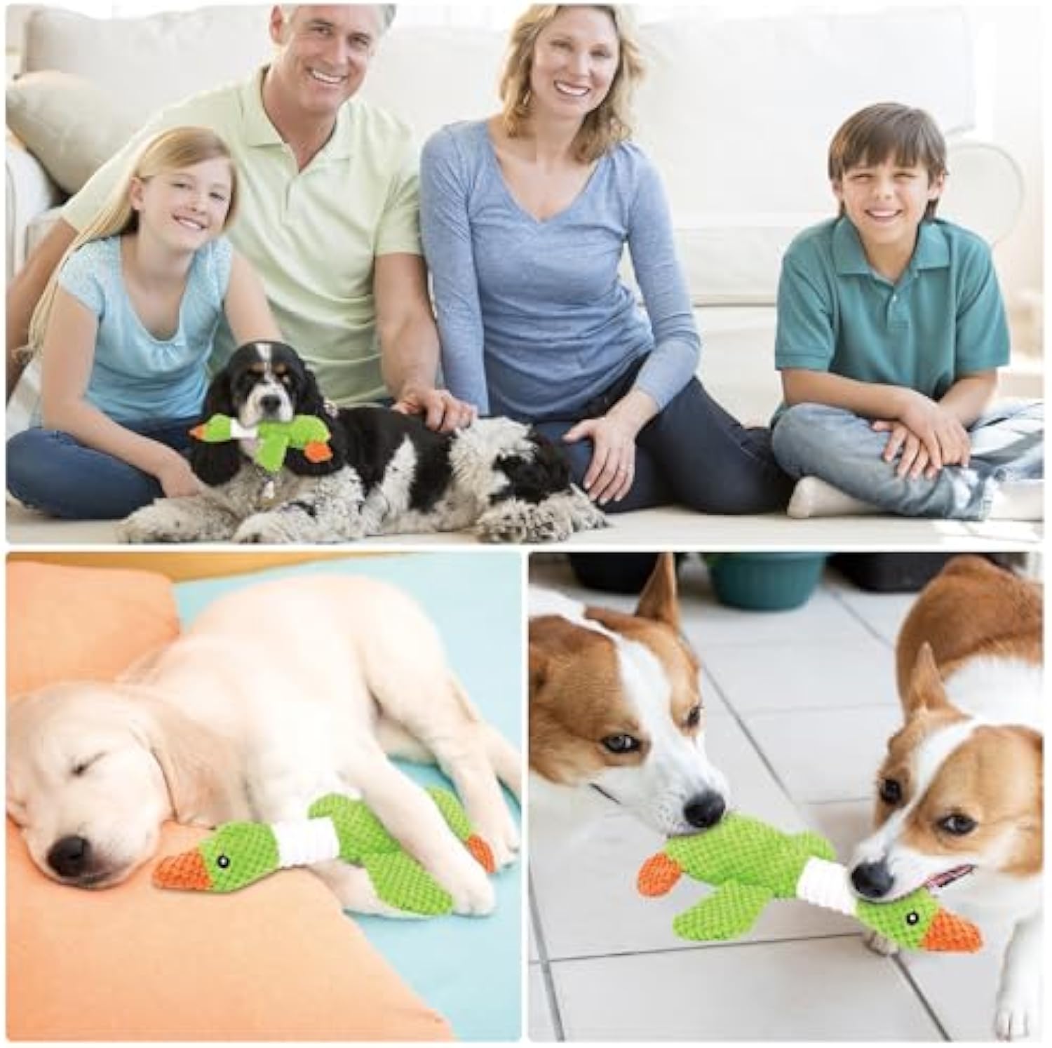 KFX-3628221 Durable Squeaky Plush Dog Toy for Large Dogs - Stuffed Duck Chew Toy for Puppies and Medium Breeds
