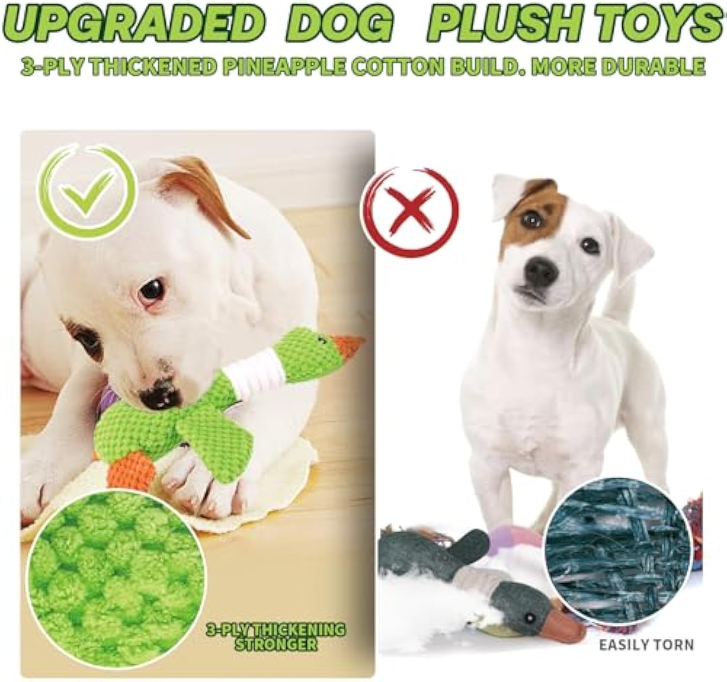 KFX-3628221 Durable Squeaky Plush Dog Toy for Large Dogs - Stuffed Duck Chew Toy for Puppies and Medium Breeds