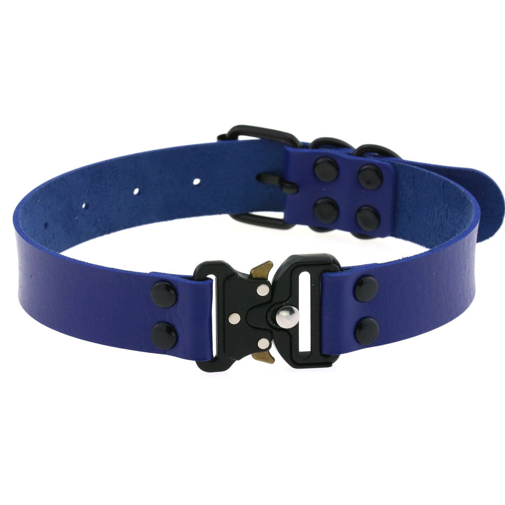 KFX-3628733 Creative Simple Release Buckle Leather Collar Necklace for Unisex - 49cm Adjustable Length