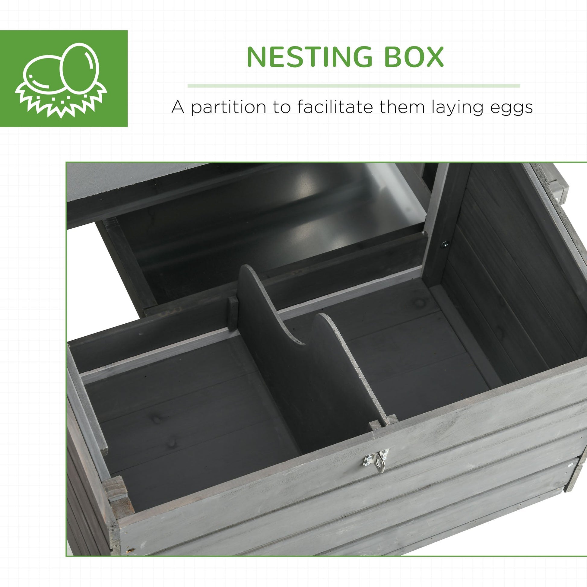 KFX-3630397 Large Dual Chicken Coop with Outdoor Run - Gray Fir Wood Chicken House for 4-6 Chickens