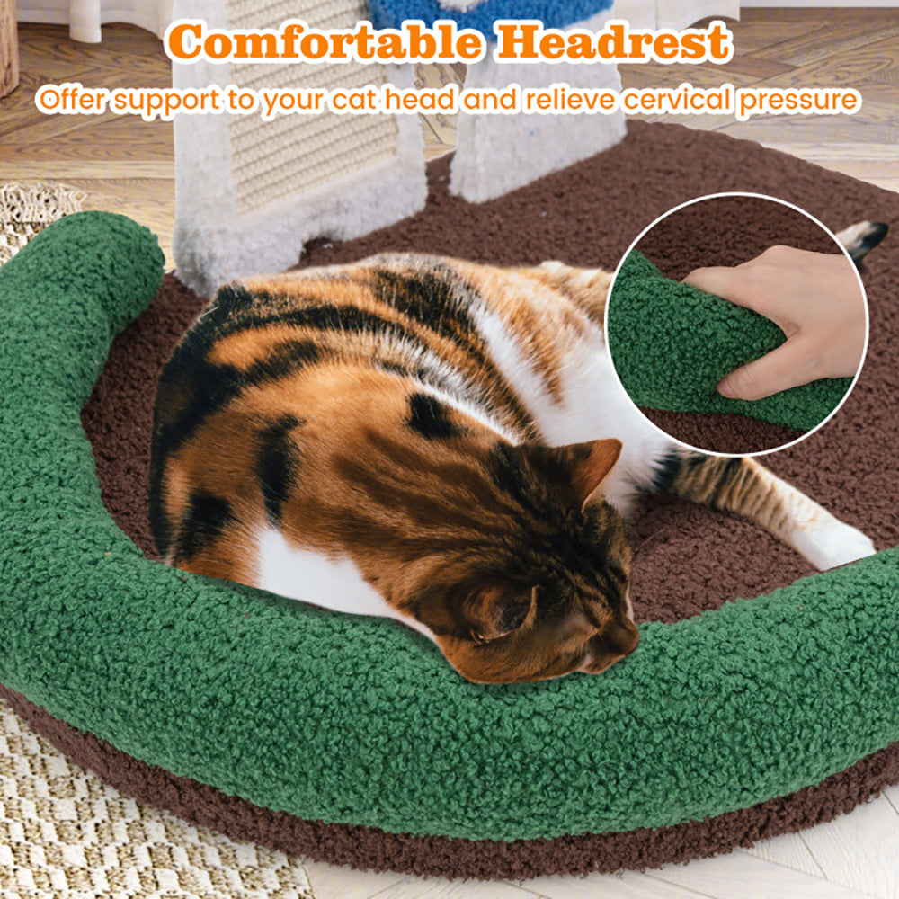 KFX-3632701 Multifunctional Mushroom Cat Bed with Scratch Panel and Swinging Ball, Comfortable and Space-Saving Design