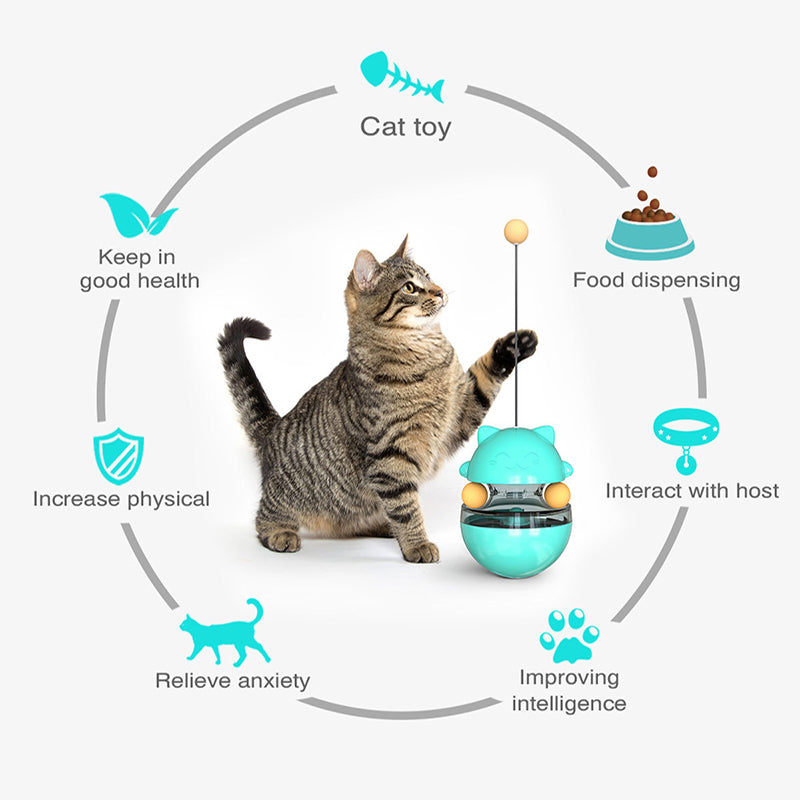 KFX-3633341 Interactive Pet Tumbler Toy for Cats - Slow Food Leaking Ball, Durable Educational Game in Multiple Colors