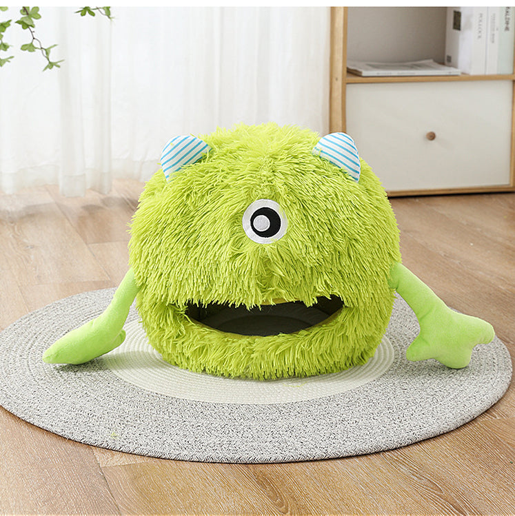KFX-3633981 Fluffy Round Cat Bed for Indoor Cats - Soft Plush Cushion, Non-Slip, Self-Warming, Machine Washable