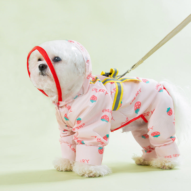 KFX-3634877 Waterproof Fruit Printed Raincoat for Dogs in Various Colors and Sizes