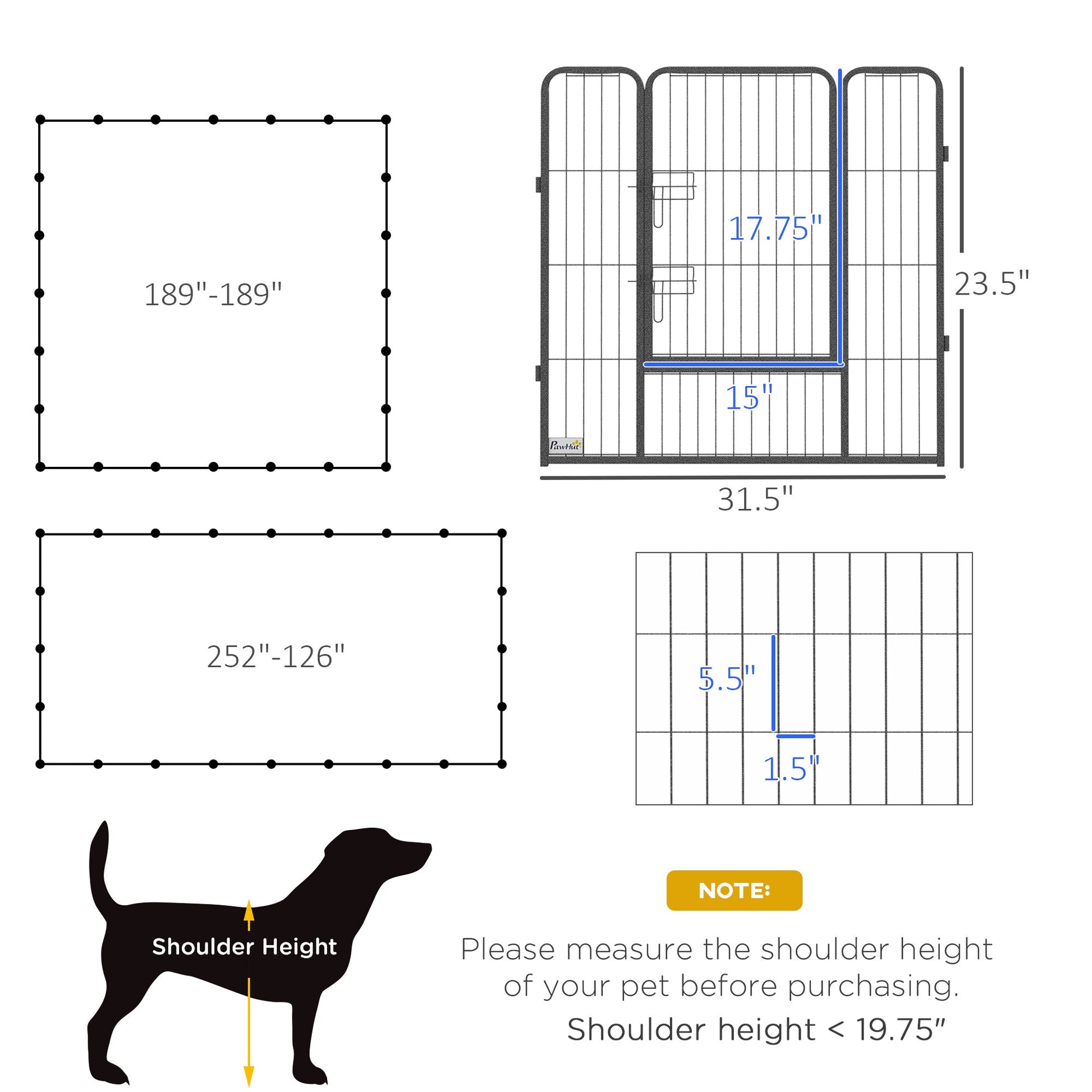 KFX-3636157 24-Panel Portable Dog Playpen with Lockable Doors, Suitable for Small and Medium Dogs