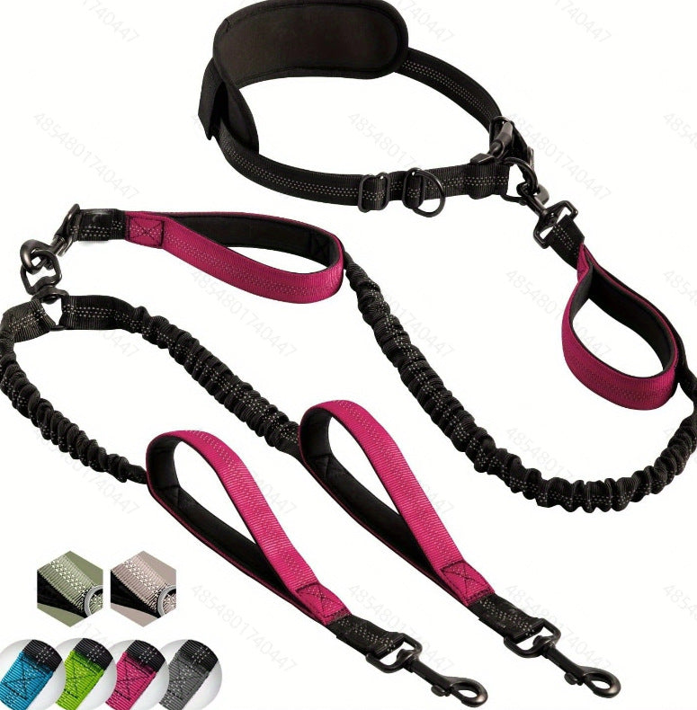 KFX-3636285 Durable Nylon Pet Running Leash with Hand Holding Rope - Multiple Color Options