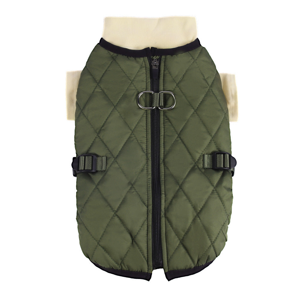 KFX-3638077 Winter Warm Two-Piece Dog Suit in Brown, Army Green, and Wine Red - Sizes S to 3XL