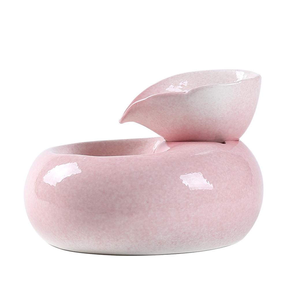 KFX-3638333 Ceramic Automatic Cat Water Dispenser with Filtration System - White and Pink