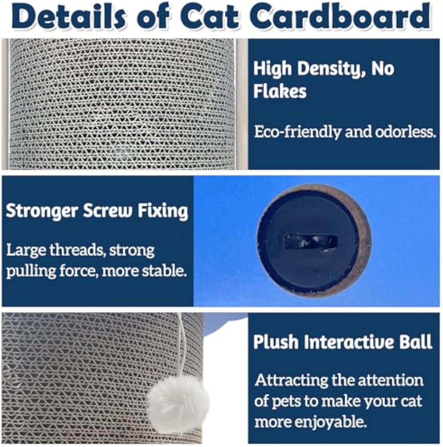 KFX-3639741 Cat Corner Scratcher with Hanging Ball - Vertical Cardboard Scratching Pad for Cats, Durable and Space-Saving Design