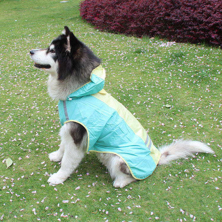 KFX-3639869 Waterproof Dog Raincoat with Reflective Strips and Detachable Hood for Outdoor Activities