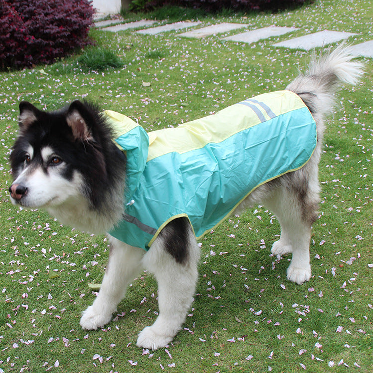 KFX-3639869 Waterproof Dog Raincoat with Reflective Strips and Detachable Hood for Outdoor Activities