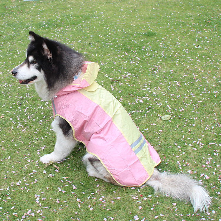 KFX-3639869 Waterproof Dog Raincoat with Reflective Strips and Detachable Hood for Outdoor Activities