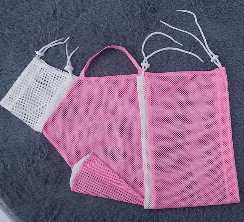 KFX-3640125 Pet Bathing Bag for Cats - Simple Mesh Design in Pink, Gray, and Green