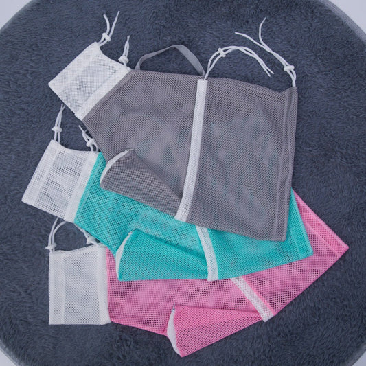 KFX-3640125 Pet Bathing Bag for Cats - Simple Mesh Design in Pink, Gray, and Green