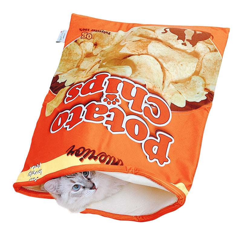 KFX-3642301 Soft Potato Chip Bag Cat and Dog Bed, Cotton, Orange, 56x66cm