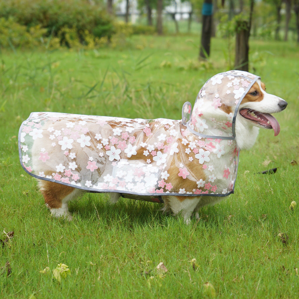 KFX-3642813 Floral TPU Raincoat for Medium-Sized Dogs - Available in Pink and Yellow