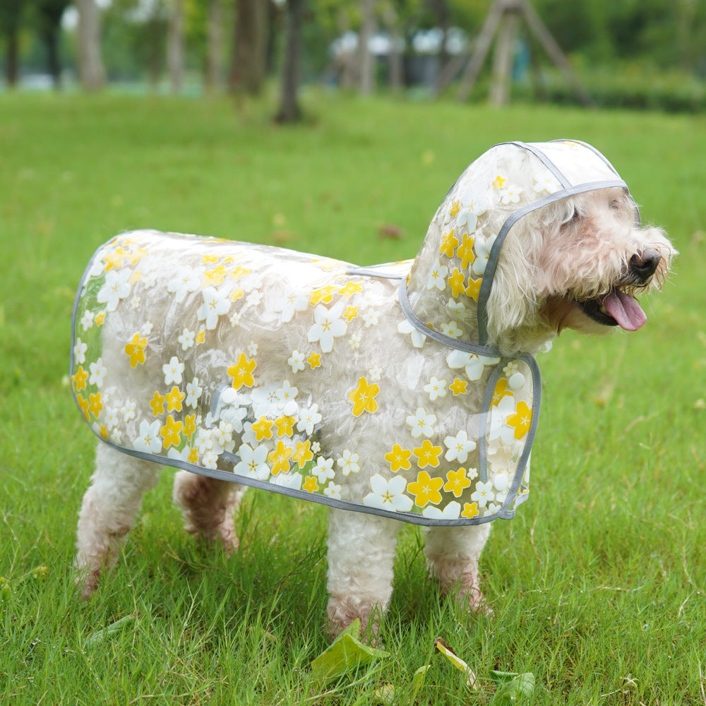 KFX-3642813 Floral TPU Raincoat for Medium-Sized Dogs - Available in Pink and Yellow
