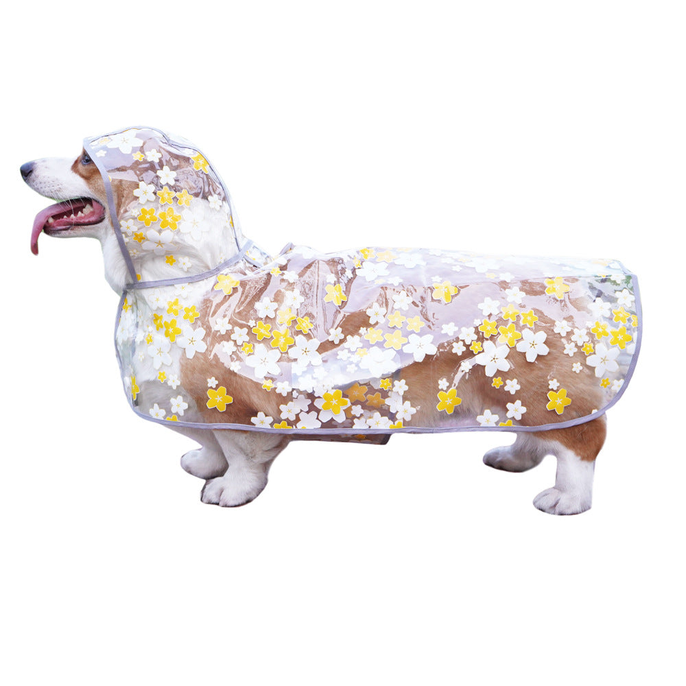 KFX-3642813 Floral TPU Raincoat for Medium-Sized Dogs - Available in Pink and Yellow