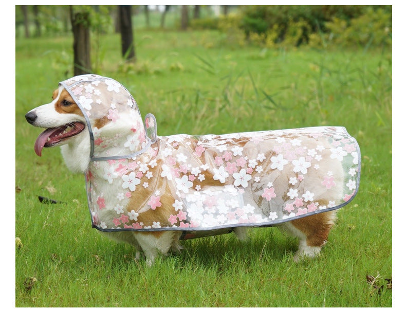 KFX-3642813 Floral TPU Raincoat for Medium-Sized Dogs - Available in Pink and Yellow