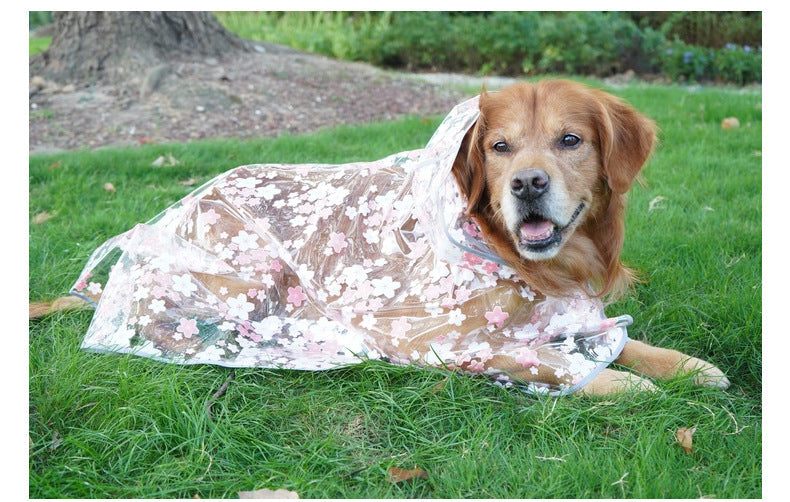 KFX-3642813 Floral TPU Raincoat for Medium-Sized Dogs - Available in Pink and Yellow