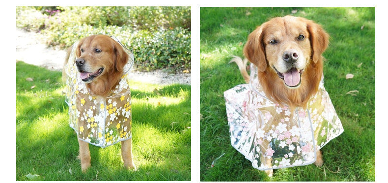 KFX-3642813 Floral TPU Raincoat for Medium-Sized Dogs - Available in Pink and Yellow