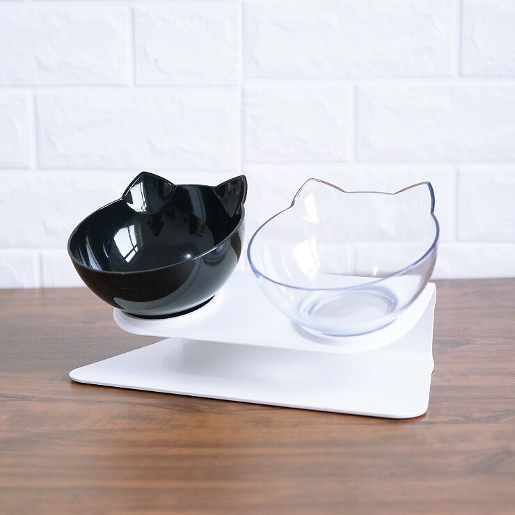 KFX-3644221 Elevated Non-Slip Double Cat Bowl with 15° Tilted Stand for Enhanced Neck Comfort