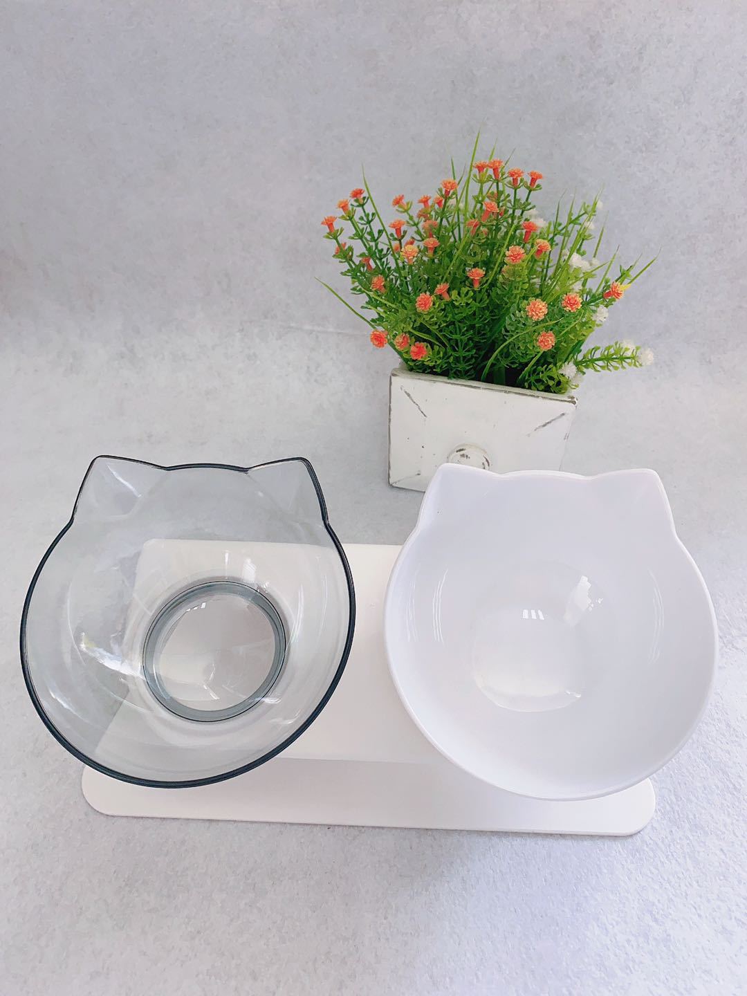 KFX-3644221 Elevated Non-Slip Double Cat Bowl with 15° Tilted Stand for Enhanced Neck Comfort