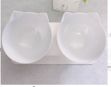 KFX-3644221 Elevated Non-Slip Double Cat Bowl with 15° Tilted Stand for Enhanced Neck Comfort