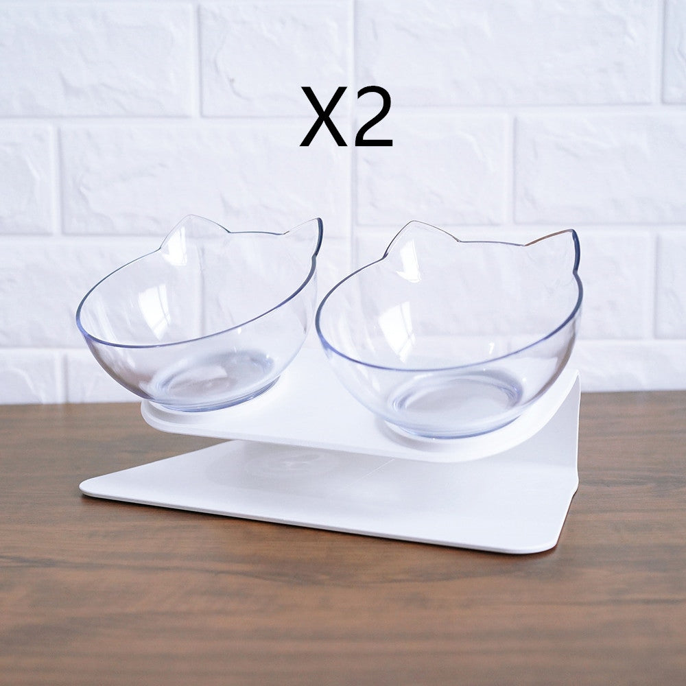 KFX-3644221 Elevated Non-Slip Double Cat Bowl with 15° Tilted Stand for Enhanced Neck Comfort