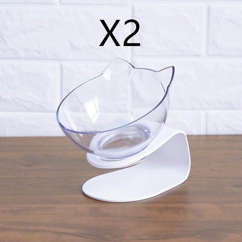 KFX-3644221 Elevated Non-Slip Double Cat Bowl with 15° Tilted Stand for Enhanced Neck Comfort
