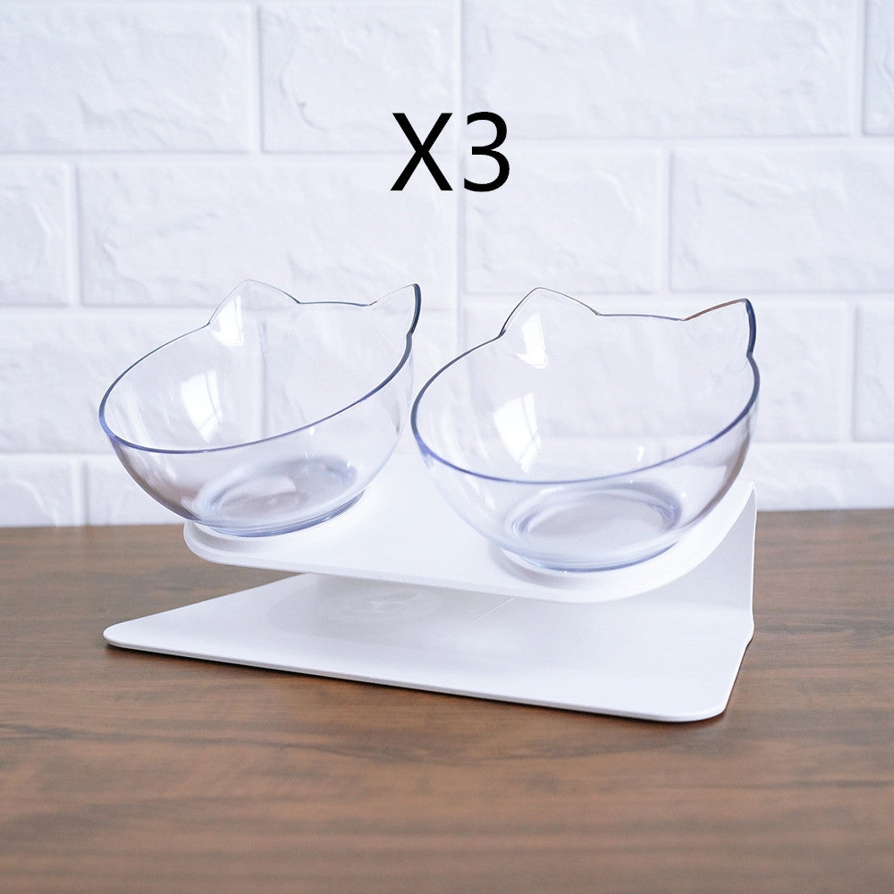 KFX-3644221 Elevated Non-Slip Double Cat Bowl with 15° Tilted Stand for Enhanced Neck Comfort