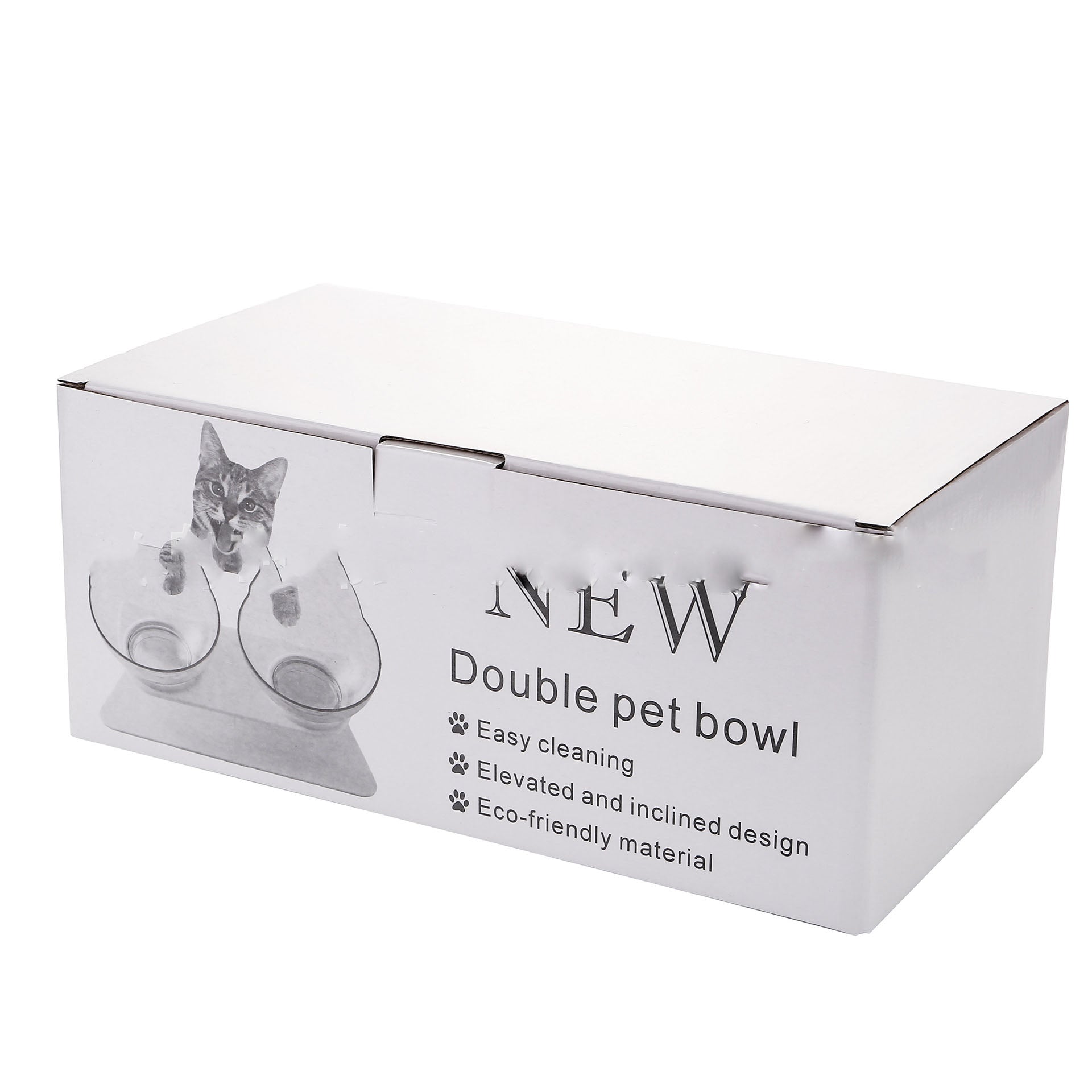 KFX-3644221 Elevated Non-Slip Double Cat Bowl with 15° Tilted Stand for Enhanced Neck Comfort