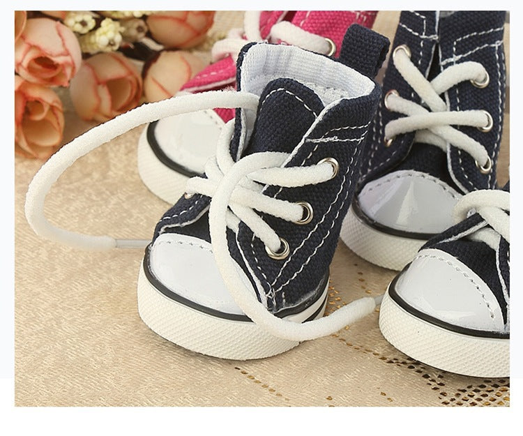KFX-3644861 Denim Canvas Pet Shoes – Breathable and Comfortable in Blue and Pink