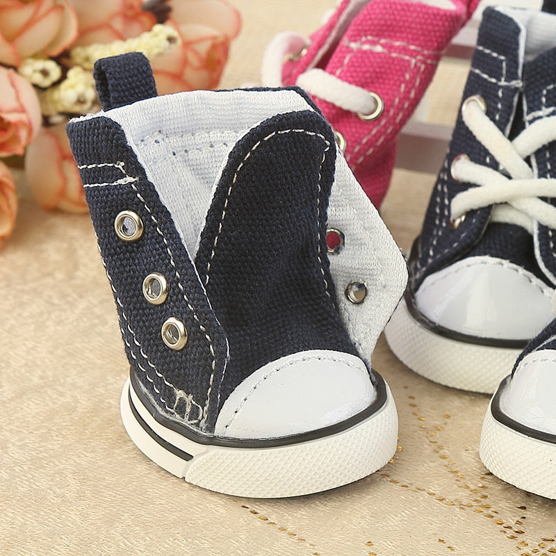 KFX-3644861 Denim Canvas Pet Shoes – Breathable and Comfortable in Blue and Pink