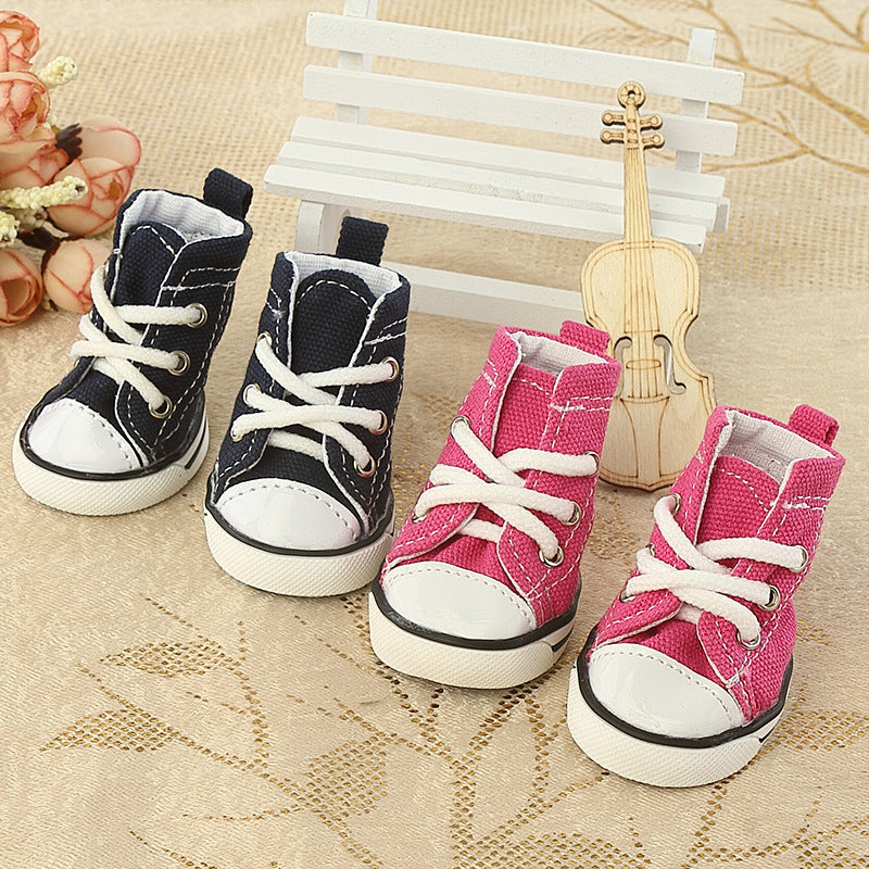 KFX-3644861 Denim Canvas Pet Shoes – Breathable and Comfortable in Blue and Pink